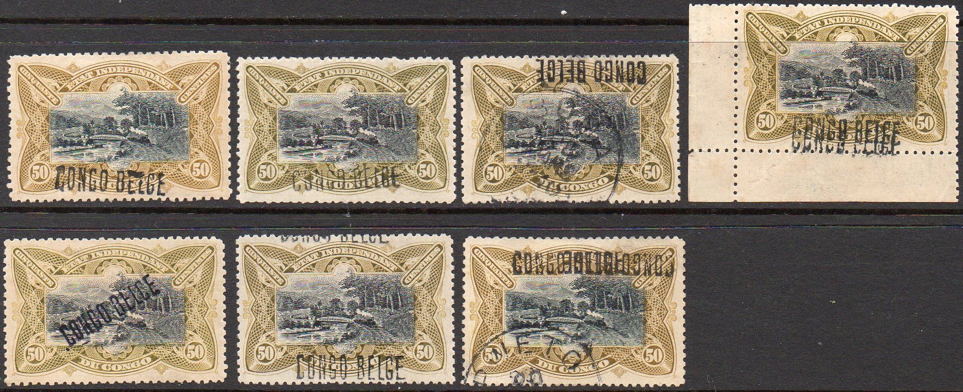 Belgian Congo Belge 50c Mols Local surcharge � la main